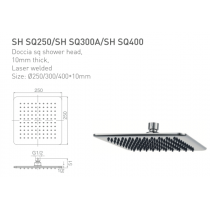 ECT Doccia Sq Shower Head 10mm think Laser welded